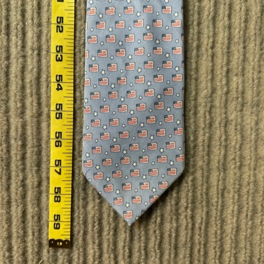 Vineyard Vines Mens American Flag Stars Silk Tie Patriotic USA Made Hand Made